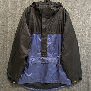REI Gore-Tex Anorak Rain Jacket Mens L Blue Ripstop Hooded Pullover Waterproof